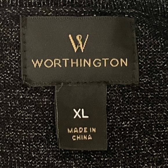 🌺 Worthington Black Slinky Semi Sheer Abstract Print Stretchy Sweater Size XL - Picture 7 of 9